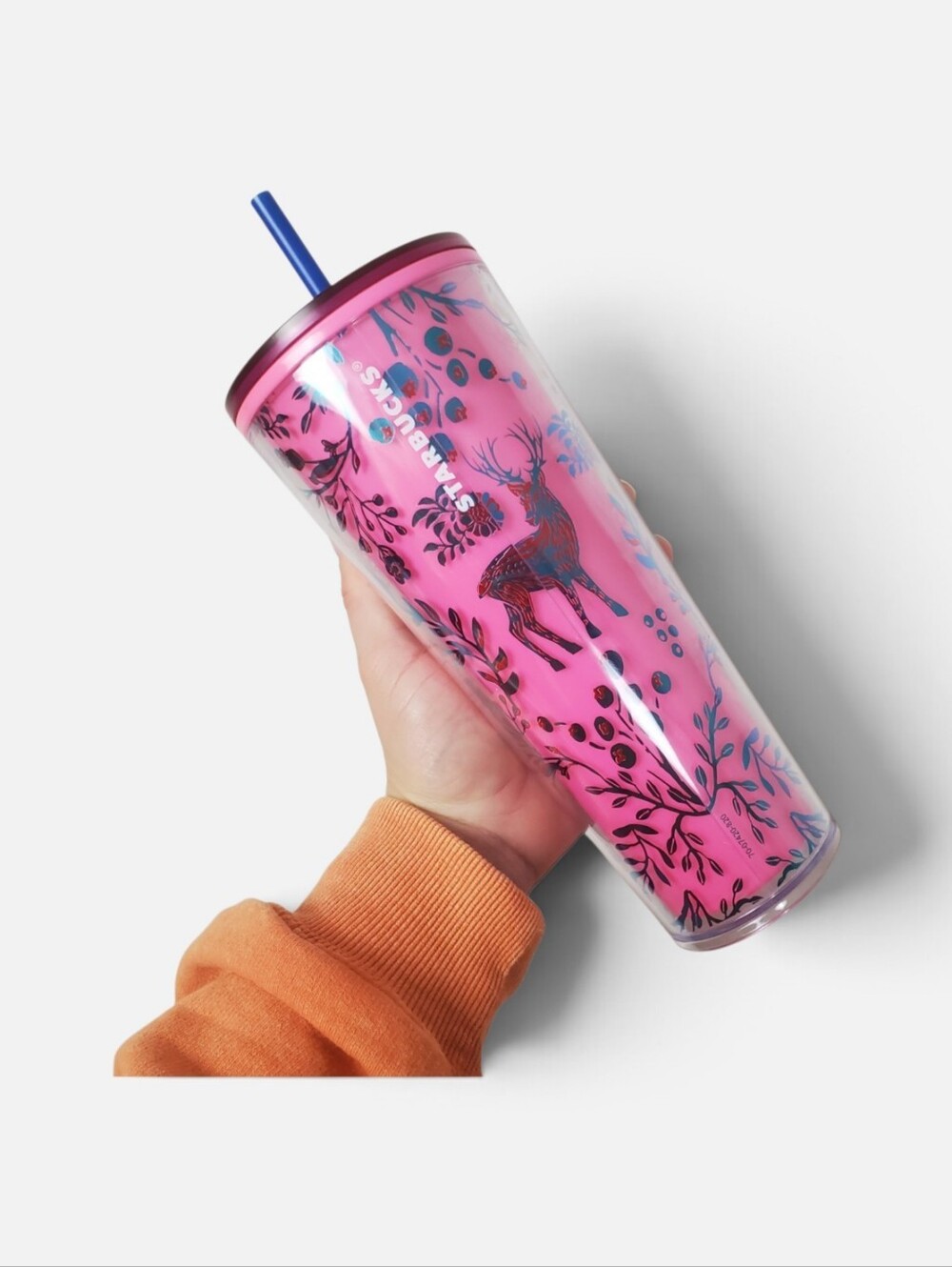 Starbucks 2022 Holiday Woodland Lace Color Changing Tumbler 24oz Venti Pink